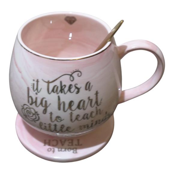 Teacher Pink Marble Mug Gift Set Spoon Coaster Gift Boxed Inspirational Giftable - Picture 4 of 7